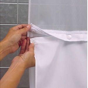 Hookless It's a Snap Fabric Shower Liner White